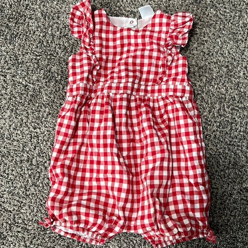 Nordstrom - Red White Gingham Summer Romper - 18M